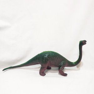 Brontosaurus Dinosaur 1980s Dor Mei Carnegie Rubber Figure Green Red 16" long